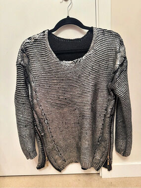 Metallic heavy Knit Zip Detail Sweater cozy